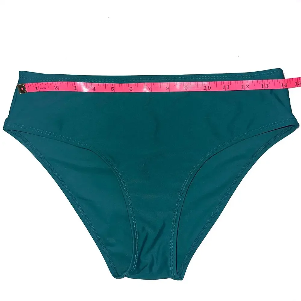 NWT Cupshe Green V-Neck Square Ring Two Piece Tankini Swimsuit Set Size M